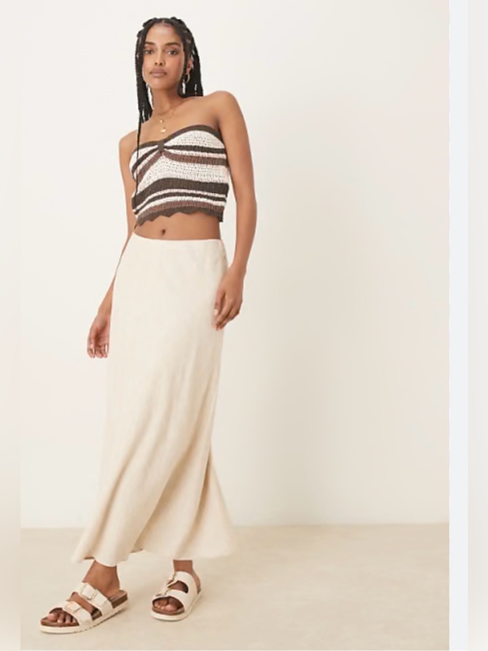 NWT Abercrombie and Fitch cream linen high rise maxi skirt size small boho flowy